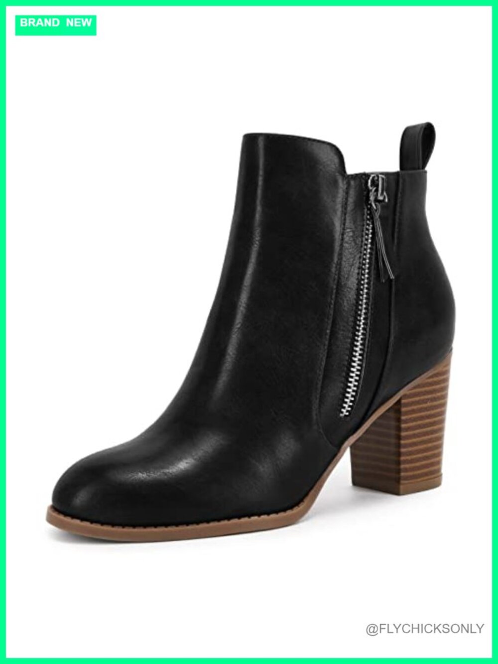 Chunky Block Heel Ankle Boots Pointed Toe Suede Faux Leather Side Zipper Fall